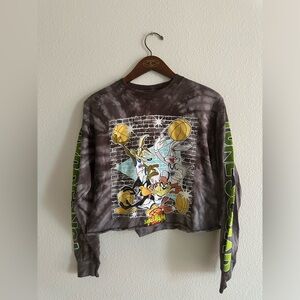 PACSUN SPACEJAM HAND CROPPED LONG SLEEVE TEE